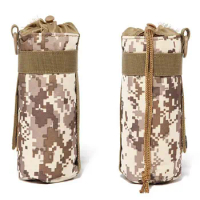 1pc Tactical Molle Water Bottle Pouch Bag Military Outdoor Travel Hiking Drawstring Water Bottle Holder Kettle Carrier Bag