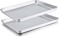 TeamFar Baking Sheet Set of 2 Stainless Steel Baking Pans Tray Cookie Sheet Non Toxic & Healthy Mirr