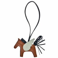 【Hermes 愛馬仕】RODEO飛馬造型小羊皮鑰匙圈/吊飾(迷你-焦糖棕/深綠色H063010CA-CARAMEL)