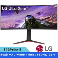 LG樂金 34吋 34GP63A-B WQHD 21:9 曲面專業電競螢幕