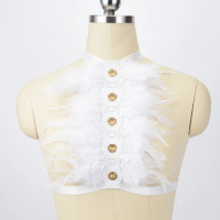 BODY HARNESS Halloween White Lace Feather Lolita Wing Angel Gothic Delicate Cage Bra Collar White Feather Bondage Body Harness