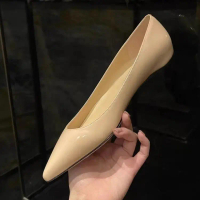 Soft Leather Patent Leather Flat Slip-On Women's Shoes Soft Sole Pointed Toe Flats