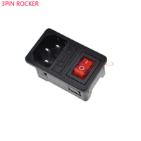 10A AC250V 3 in 1 3PIN RED light ROCKER switch Power Supply Socket Plug Adapter With 10A fuse