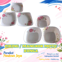 [1PCS] Mangkok/Piring Putih Motif Bunga Cantik untuk Makanan Bahan Melamin singasingi
