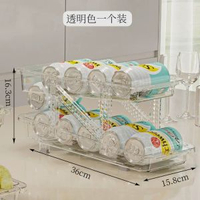 雙層伸縮滾動飲料收納盒自動補位易拉罐收納架雪櫃汽水桌面置物架
