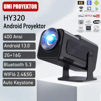 UMI Proyektor HY320 Mini HD 4K Android 13.0 Bluetooth5.3 LCD Smart Projector 400 ANSI Wifi 6 MirrorL