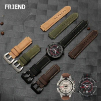 For Timex Tide Raised Mouth Cow Leather Watch Strap Crazy Horse Leather Timex Tide Strap T2n720 739 Frosted Watch Bracelet