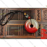 【全球優品滙】天然雞血玉岫玉大號雞血石平安扣吊墜包掛車掛diy男女情侶玉墜    大