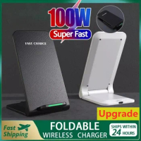 100W Foldable Wireless Charger Stand Pad Fast Charging For iPhone 15 14 13 12 11 XS XR Samsung S21 S20 S8 Huawei Qucik Charger