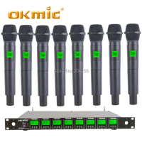 OKMIC OK-8 2H Professional UHF/PLL 8 Metal Handheld Wireless Microphone System 8 Channels Multichannel Wireless System