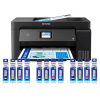 【EPSON】官方直營 搭3組T03Y原廠1黑3彩墨水★L14150 A3+高速雙網WiFi智慧遙控連供複合機(5年保固組)