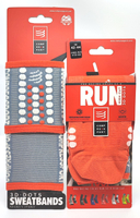 《Compressport 瑞士》V3 RUN 壓縮襪(珊瑚橘T3)+UNIQ 手腕帶 (灰珊瑚橘)~1+1組合