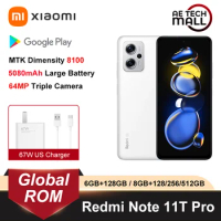 Global ROM Xiaomi Redmi Note 11T Pro 5G Dimensity 8100 144Hz LCD Eye-protection Screen 5080mAh 67W Fast Charging