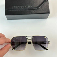 Newest Brand Women Men Sunglasses Fashion Gradient Purple Lenses Square Metal Frame Business For Unisex Eyeglasses CAZAL MOD9105