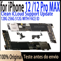 Original Free iCloud Original Mainboard for iPhone 12/ 12 pro max 128g/256g Motherboard Support Update Face ID Main Logic Board