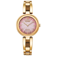 【CITIZEN 星辰】玫瑰金漸層粉面光動能女錶/28mm(EM0809-83Z)
