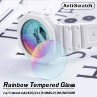 Casioak Rainbow Tempered Glass Screen Protector For G shock GA2100 Watch Protective Film GA 2110 GMAS2100 DW-5600 Anti-Scratch