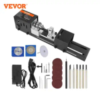 VEVOR Mini Wood Lathe Machine 2.76in x 6.3in 24VDC 96W Machine Accessories, 7 Speed s for DIY Woodworking Wood Drill Rotary Tool