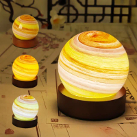 【12月令】三色無極調光星球燈禮盒(月球燈 月亮燈 土星 小夜燈 照明燈 氛圍燈 氣氛燈 床頭燈 拍攝道具)