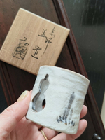 日本 志野燒葫蘆鏤空蓋置 擺飾 茶道