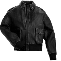 Men Leather Jacket Aviator A-2 Cowhide Distressed Bomber Flight Jacket Vintage Black Coat Motorcycle Coat
