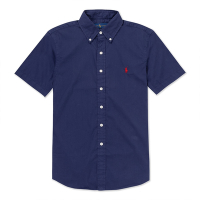 Polo Ralph Lauren RL 熱銷刺繡小馬短袖襯衫(FEATHER WEIGHT TWILL)-深藍色