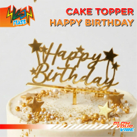 Cake Topper Tusukan Kue Happy Birthday Akrilik Mirror Gold/Silver - Dekorasi Hiasan Kue Aesthetic