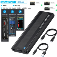 6/10Gbps M2 SSD Case NVME/NGFF Enclosure SATA Dual Protocol M.2 to USB Type C 3.1 SSD Adapter for NVME PCIE NGFF SATA SSD Box