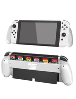 White Hands Grip for Oled Switch Console Handle Grips Case with 6 Game Card Store Slot for Nintendo Switch Oled Travel Accessory