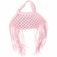 Yuzefi 迷你款 Woven Basket 流蘇皮革編織包(粉色)