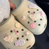 Dây Đeo Giày Hình Kitty Hoạt Hình Dễ Thương Trang Trí DIY Dây Đeo Giày Hình Trái Tim Hình Học Màu Đe