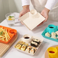 Large Dumpling Plate with Vinegar Space Square Shape Snack Cookie Platter Food Tray Dish Tableware Kitchen Gadgets Plates