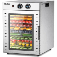 Food Dehydrator for Jerky, Fruit, Meat, Herbs, 12-Tray Stainless Steel Dehydrator Machine