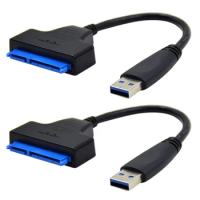 2X USB 3.0 To SATA Adapter Cable For 2.5 Inch SSD/HDD Drives - SATA To USB 3.0 External Converter And Cable