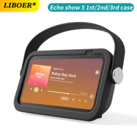 Silicone Case for Echo Show 5 3rd/1st/2nd Portable Soft Protection Cover for Alexa Echo Show 5th Carrying Case with Handle Strap