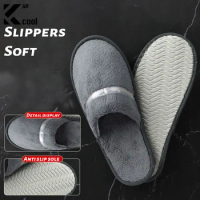 1Pair Disposable Winter Slipper Men Women Hotel Home Slippers Non-slip Portable Travel Sandals Coral Fleece Soft Warm Flip Flops