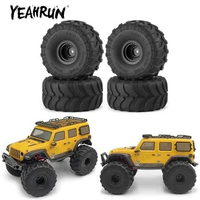 YEAHRUN 4Pcs 69mm Rubber Mud All Terrain Tires Plastic Wheel Rims for TRX-4M Bronco Defender 1/18 Axial SCX24 1/24 RC Car Model