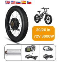 72v 3000w Electric Bike Motor DC Brushless Fatbike Hub Motor Wheel 20/26in Ebike Conversion Kit Fat Bike Motor Wheel 170mm
