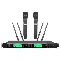 UHF 2 Channel Wireless Handheld Microphone System True Diversity UHF Wireless Microphone System Metal Receiver with 2 Handheld