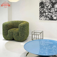 北歐創意中古風家用沙發模塊酒店網紅皮藝沙發工作室設計師沙發椅