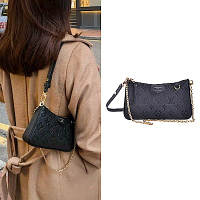 LV Louis Vuitton M80349鏈帶手提皮革斜背包(黑色)