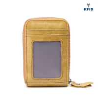 WRF23 RFID Blocking Genuine Leather Card Holder Wallets For Women Men High Quality Credit Card ID Ca