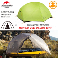 Naturehike 210T 20D Mongar 2 3 People Waterproof Double Layer Outdoor Tent Aluminum Rod Gray Ultralight Pink Camping Tents W&amp;Mat
