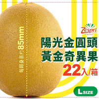 【紐西蘭Zespri】陽光金圓頭‧黃金奇異果｜L大果 22入/箱(3.3kg)．1箱