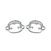 925純銀耳環鑲鑽耳飾-可愛猴子造型生日情人節禮物女飾品73dy107【獨家進口】【米蘭精品】