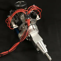 Single Carburetor V8 Engine 1/4 Ratio Methanol Engine Model RC Modified Car Model Ship Model V Type 8-cylinder Startable Engine