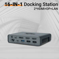 USB C Docking Station Type C to Dual HDMI 4K 60HZ DP Triple Display for Lenovo HP Thunderbolt 4/3 Laptop Dock 65W AC Adapter