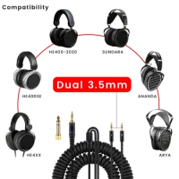 Premium Coiled Headphone Cable with Dual 3.5mm Connectors for for Denon AH-D7100 7200 D600 D9200 5200 Headphones