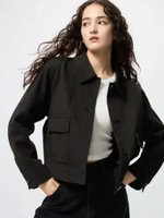 UNIQLO Jaket Rileks Jersey Relax Jacket wanita Black XS