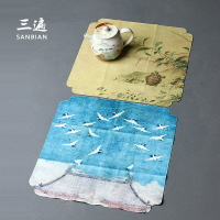 中式麂皮絨茶巾茶布 吸水養壺巾功夫茶具配件 茶桌毛巾抹布